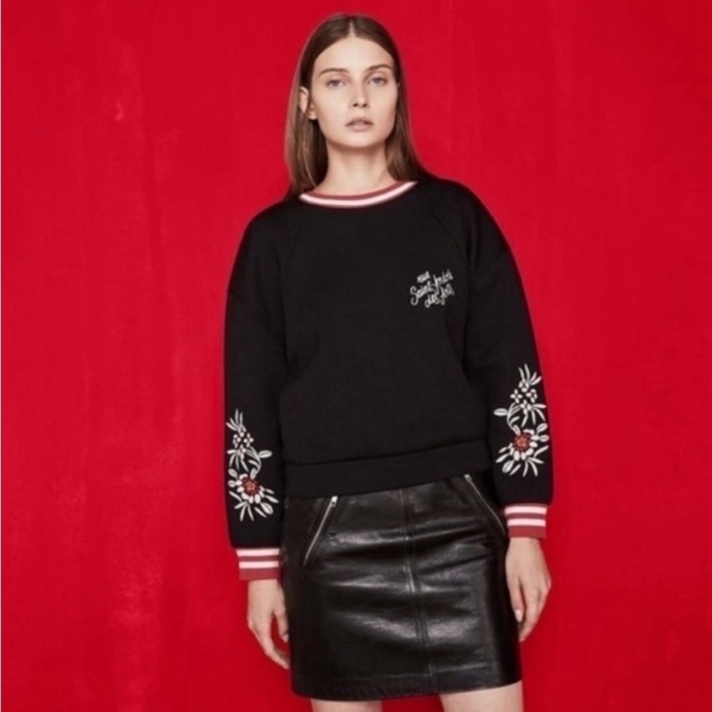 Maje Embroidered Floral Sweatshirt